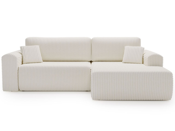 Ecksofa mit Schlaffunktion und Bettkasten Belvio rechts Creme
