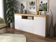 Wohnzimmer-Set – TV-Schrank und Kommode Asumi Weiß und Eiche Wotan