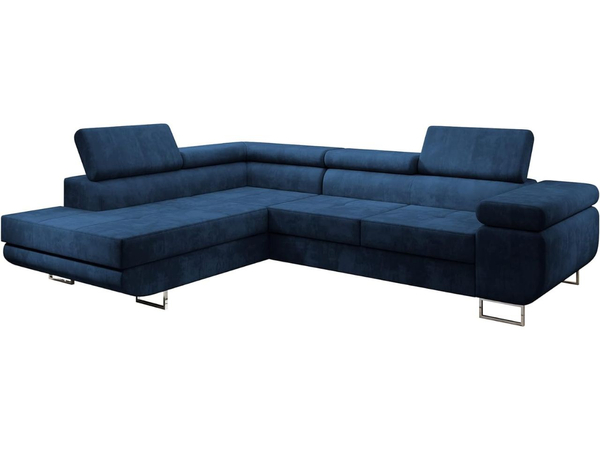 Ecksofa L-Form Links mit Schlaffunktion und Bettkasten Solam L Dunkelblau