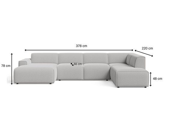 Wohnlandschaft Rechts Belluno Bouclé-Stoff Beige