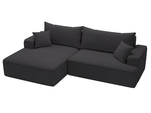 Ecksofa L-Form Links mit Schlaffunktion und Bettkasten California Schwarz