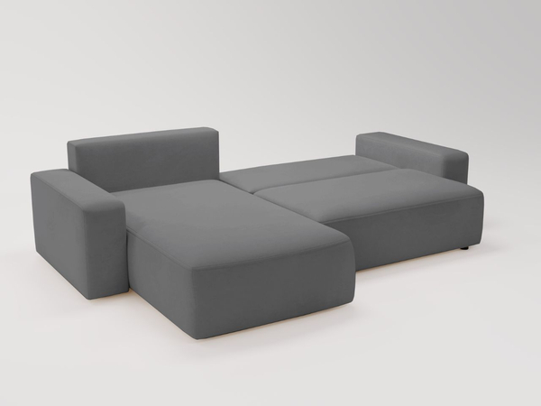 Ecksofa L-Form Links mit Schlaffunktion und Bettkasten Tazones Dunkelgrau