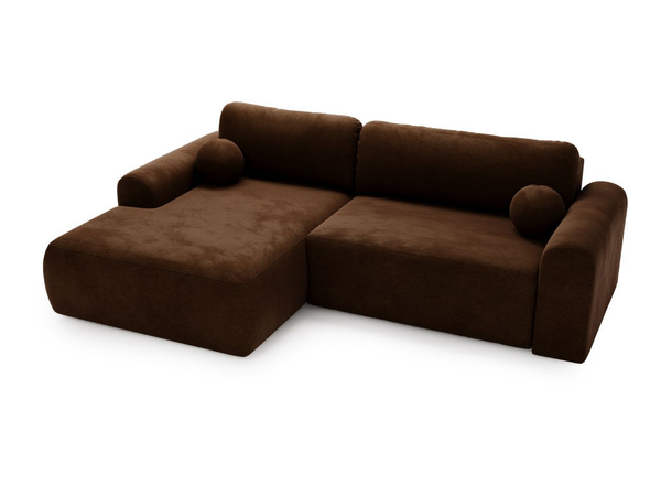 Ecksofa L-Form mit Schlaffunktion und Bettkasten Savana Links Braun