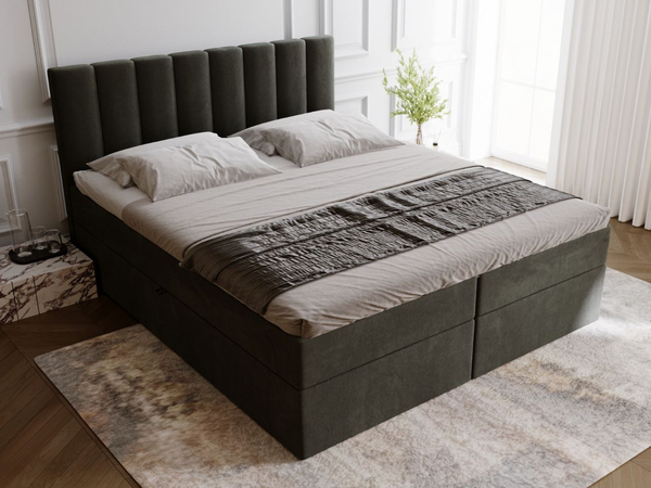 Boxspringbett mit Bettkasten 160x200 Mocca Dunkelgrau