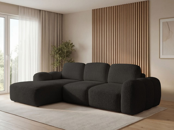 Ecksofa L-Form mit Schlaffunktion und Bettkasten Avelin Links Schwarz