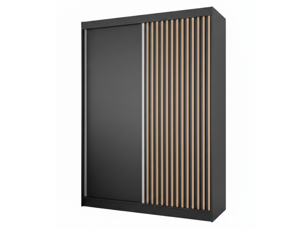 Schiebetürenschrank mit Lamellen 150 cm Loreto Schwarz
