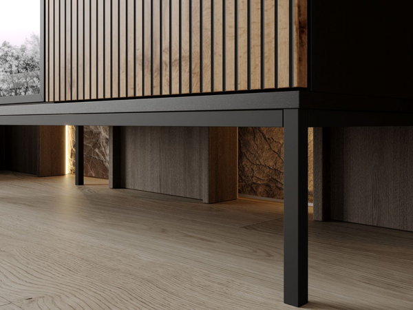 Türkommode mit Led Deo 104 cm Schwarz, Eiche Wotan