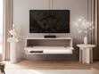 Hänge TV-Schrank 90 cm für Wohnzimmer mit LED-Beleuchtung Aurelie Kaschmir Hochglanz