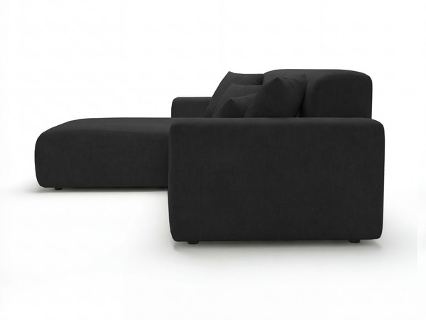 Ecksofa L-Form Links Nork Schwarz