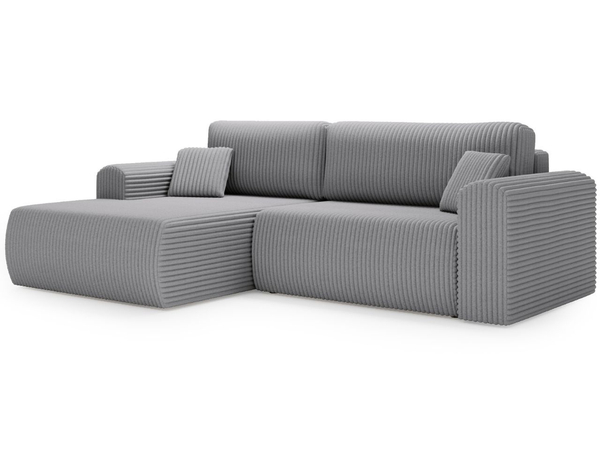 Ecksofa mit Schlaffunktion und Bettkasten Belvio links Hellgrau
