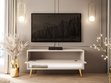TV-Schrank 90 cm mit LED-Beleuchtung und goldenen Beinen Aurelie Kaschmir matt