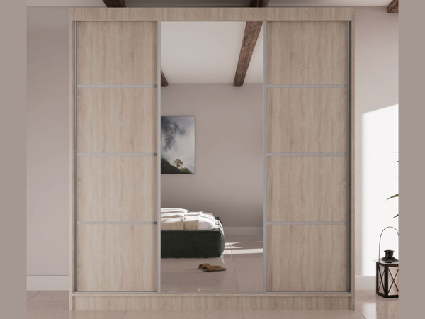 Schiebetürenschrank mit Spiegel 200 cm Vello Eiche Sonoma