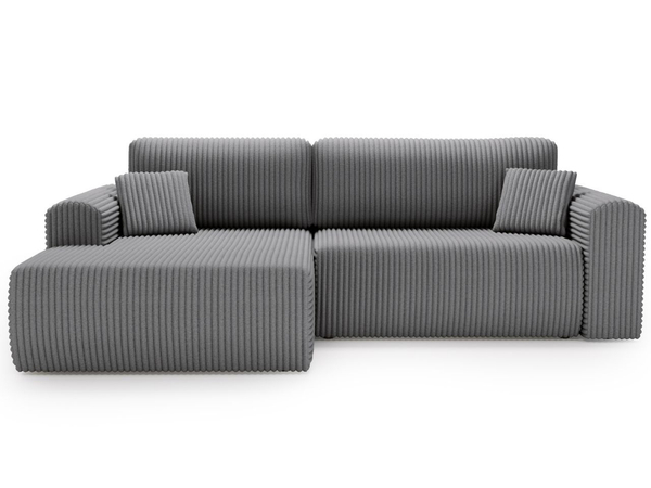 Ecksofa mit Schlaffunktion und Bettkasten Belvio links Dunkelgrau