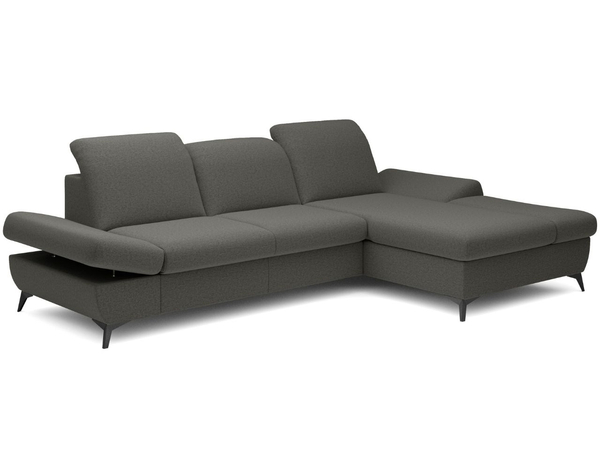 Ecksofa L-Form Rechts mit Schlaffunktion und Bettkasten Hannover Dunkelgrau