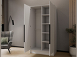 Kleiderschrank 100 cm Perugia Weiß mit schwarzen Griffen