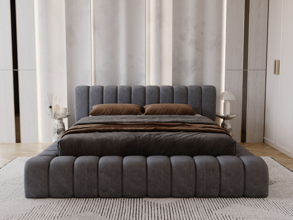 Polsterbett mit Bettkasten und Lattenrost 120x200 Italia Dunkelgrau