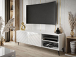 TV-Schrank mit gefrästen Fronten und schwarzen Metallbeinen Vionel Weiß glänzend
