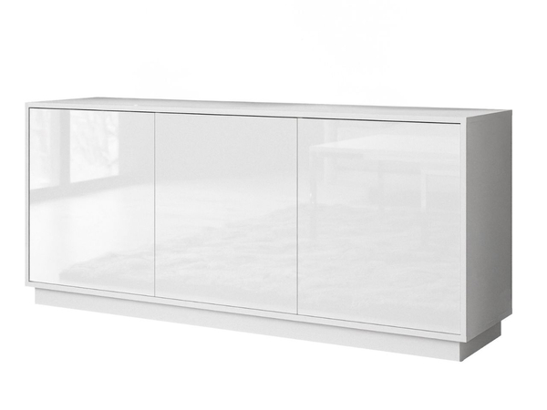 Dreitürige Kommode 154 cm im Glamour-Stil auf weißem Sockel Vivance Weiß Hochglanz
