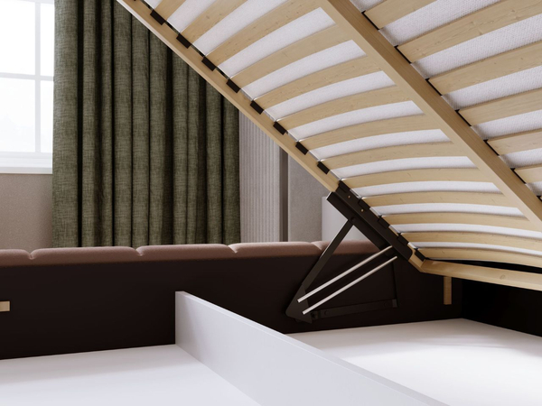 Polsterbett mit Bettkasten und Lattenrost 180x200 Orio Braun
