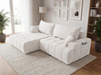 Ecksofa L-Form mit Schlaffunktion und Bettkasten Tulio Links Creme