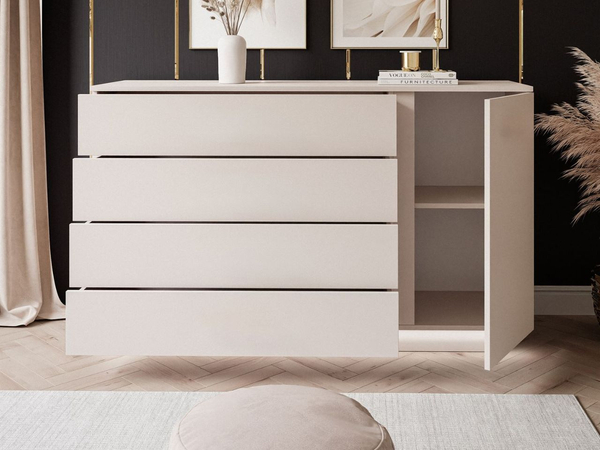 Kommode mit Türe, Schubladen und LED-Beleuchtung Nuveo Kaschmir