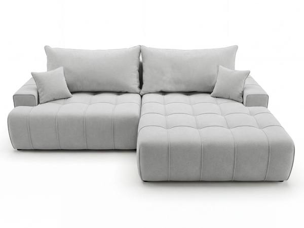 Ecksofa L-Form mit Schlaffunktion und Bettkasten Tulio Rechts Grau