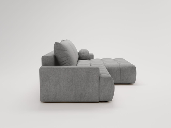 Ecksofa L-Form mit Schlaffunktion und Bettkasten Havi Rechts Grau