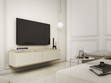 TV-Lowboard Hänge mit Türen 135 cm Diolo Beige mit geriffelter Vorderseite