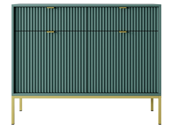 Kommode mit Türen und Schubladen Amber Grün, Gold Frame