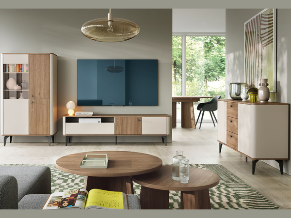 TV-Schrank mit Seitenschränken, 180 cm, Arelis Kaschmir, Royal Nussbaum