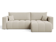 Ecksofa L-Form mit Schlaffunktion und Bettkasten Neva Bouclé-Stoff Beige