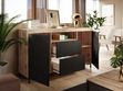 Wohnzimmer-Set – TV-Schrank und Kommode auf schwarzen Füßen Asumi Schwarz und Eiche Wotan