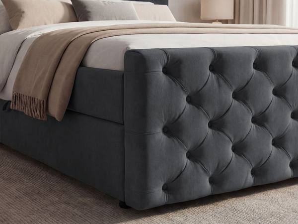 Boxspringbett mit Bettkasten 120x200 Montego Dunkel grau
