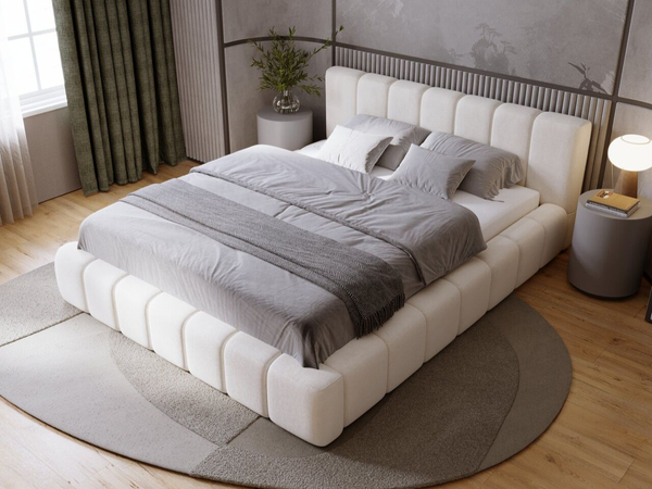 Polsterbett mit Bettkasten und Lattenrost 160x200 Orio Beige