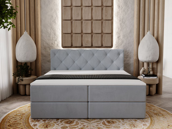Boxspringbett mit Bettkasten 200x200 Napoli Grau