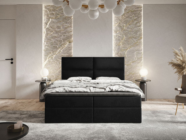 Boxspringbett mit Bettkasten 160x200 Hera Schwarz