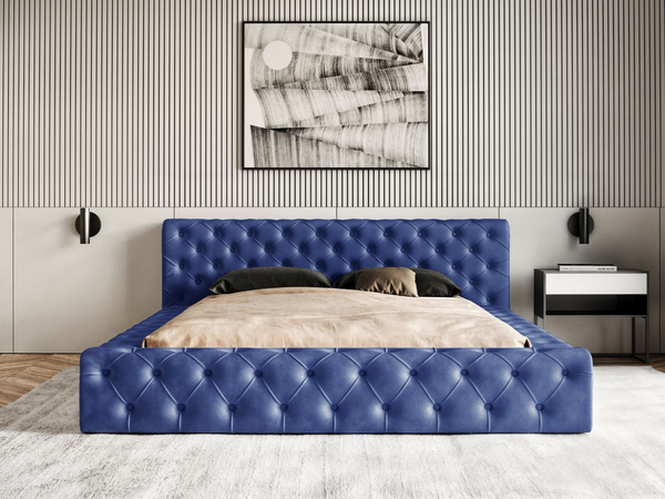 Polsterbett mit Bettkasten und Lattenrost 140x200 Palini Dunkelblau