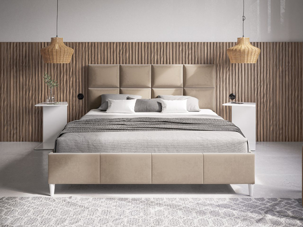 Polsterbett mit Lattenrost 180x200 Luxe Beige