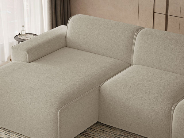 Ecksofa L-Form Links Lavia Bouclé-Stoff Beige