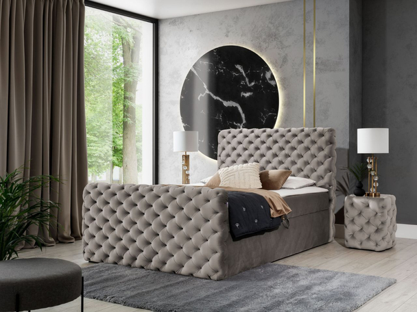 Boxspringbett mit Bettkasten 200x200 Cleo Lux Braun