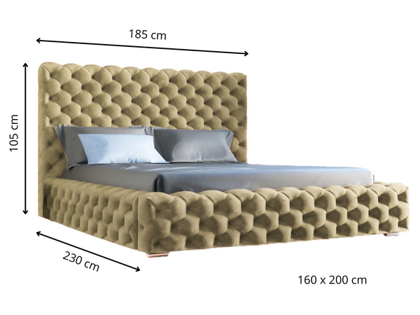 Polsterbett mit Bettkasten und Lattenrost 160x200 Heaven Beige