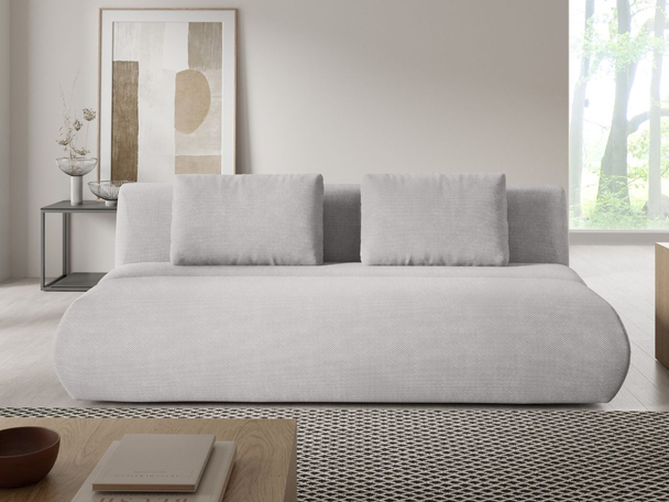Schlafsofa mit verstellbarer Rückenlehne, Schlaffunktion und Bettkasten Figo Grau