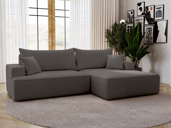 Ecksofa L-Form Rechts mit Schlaffunktion und Bettkasten California Dunkelgrau