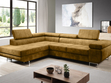 Ecksofa L-Form Links mit Schlaffunktion und Bettkasten Solam L Gelb