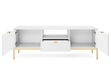 TV-Lowboard mit Schublade und Türen Amber Weiß, Gold Frame