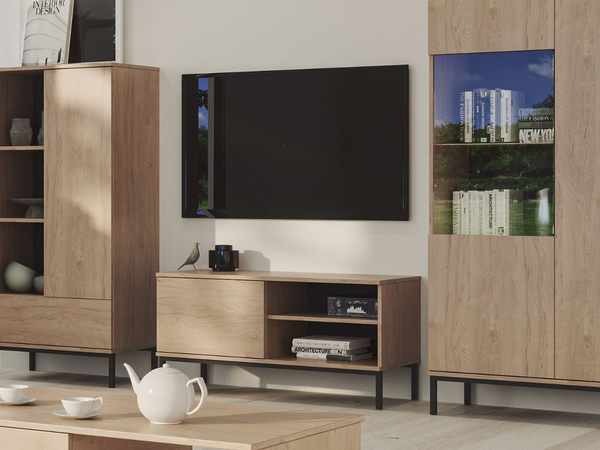 TV-Lowboard mit Türen 100 cm Soroko Hickory