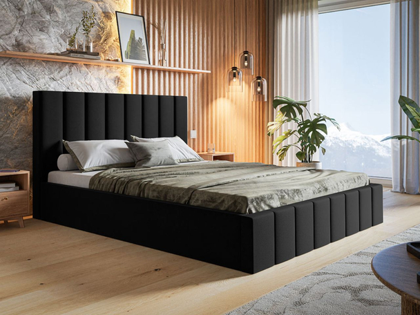 Polsterbett mit Bettkasten und Lattenrost 180x200 Siena Schwarz