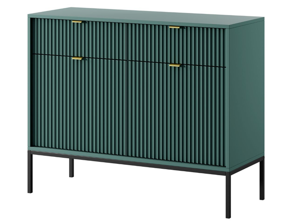 Kommode mit Türen und Schubladen Amber Grün, Schwarz Frame
