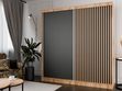 Schiebetürenschrank mit Lamellen 200 cm Loreto Handwerk Goldene Eiche, Schwarz