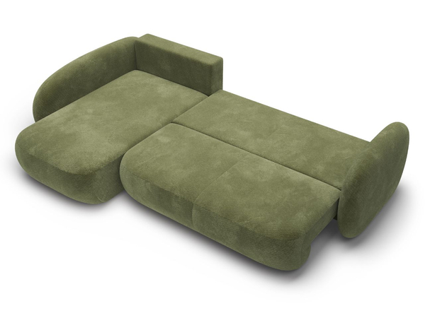 Ecksofa mit Schlaffunktion und Bettkasten Links Carino Grün
